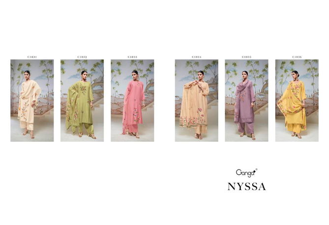 Nyssa By Ganga Embroidery Bemberg Silk Dress Material Wholesale Shop In Surat